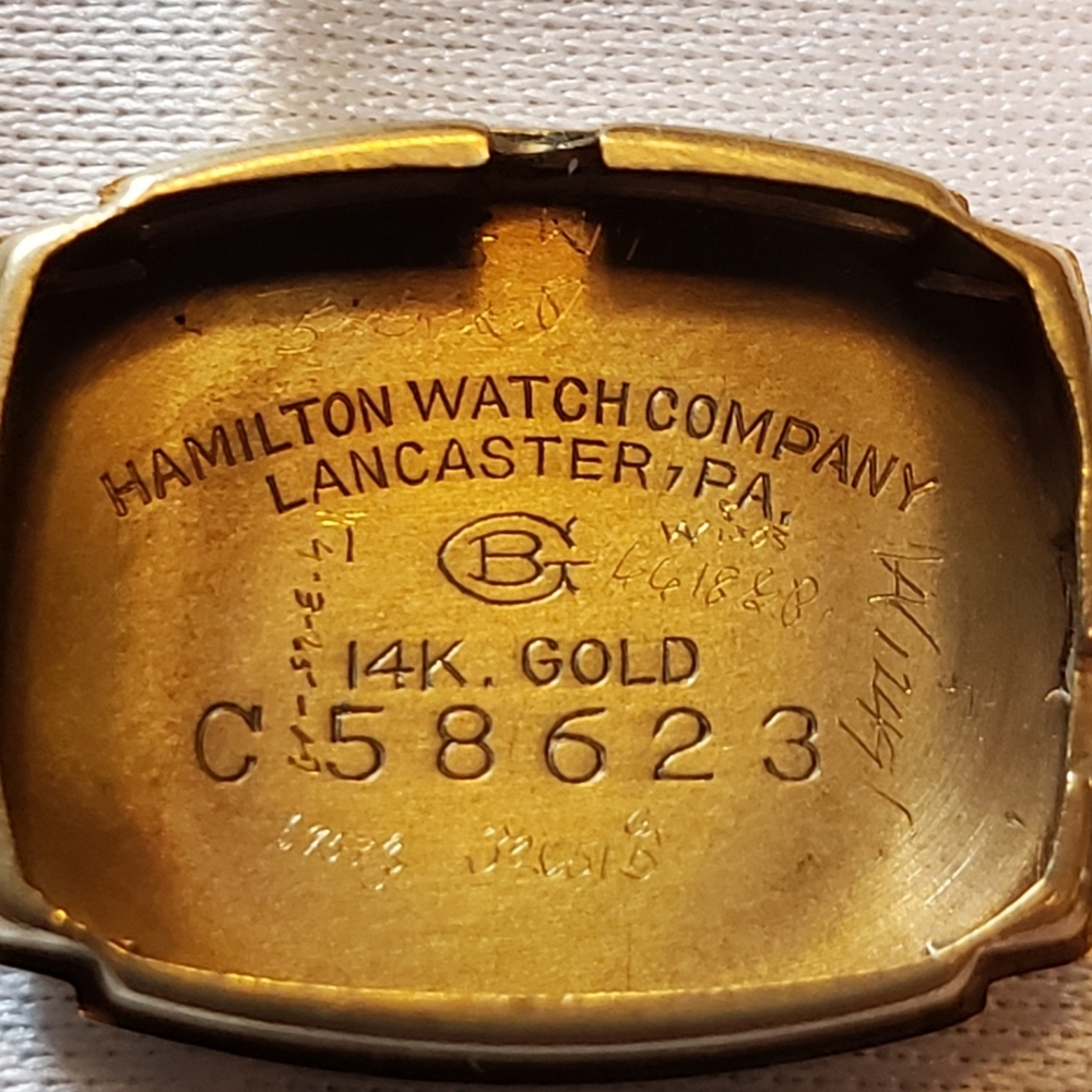 Antique 14k & diamonds Art Deco Hamilton 17 jewel Ladies watch 1908